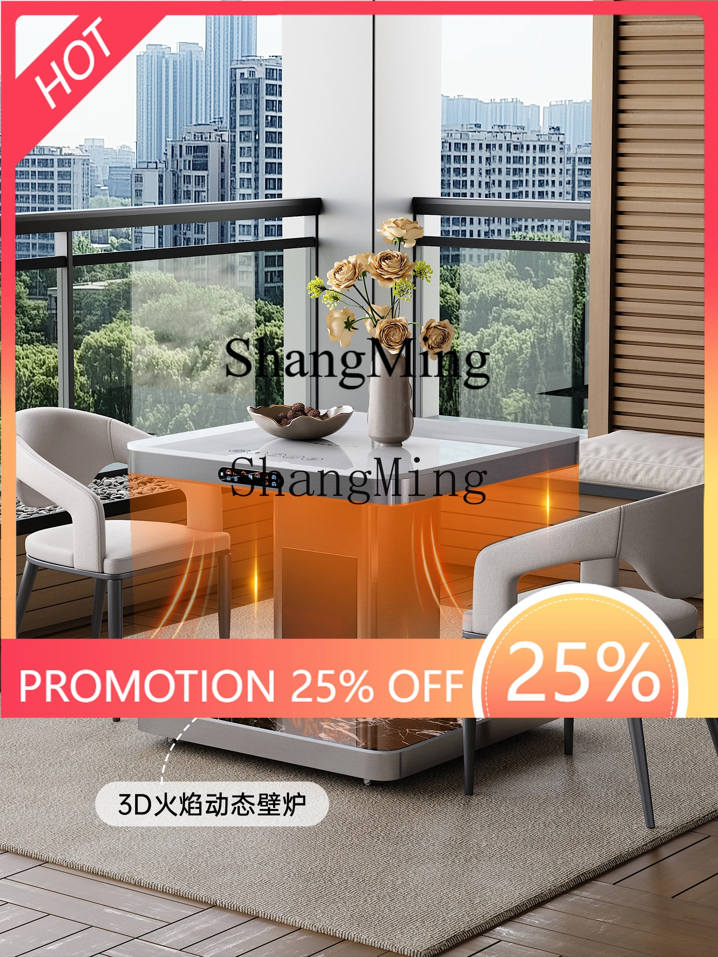 

FG new warm table square heating table household fire table four sides living room high-end electric baking square a few sides