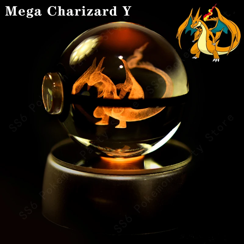 Pokemon Kristallen Bol 3D Pikachu Mewtwo Gengar Pokébal 3D Nachtlampje Glazen Beeldje Pokemon Kristallen Bol Kinderverjaardagscadeau