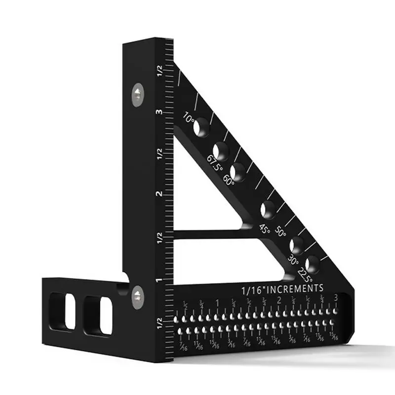 3D Multi Angle Measuring Ruler Aluminum Alloy Woodworking Square Protractor Multi Angle Measuring Tool High Precision Layout