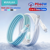 KUULAA USB C Cable to USB Type C Cable PD 60W Fast Charger Cord USBC to Type-C Cable for iPhone16 15 Samsung MacBook iPad Xiaomi
