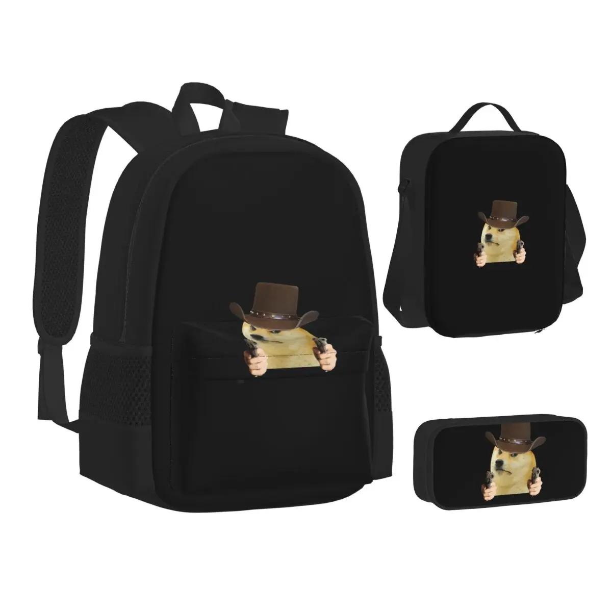 

Doge Shiba Inu Memes Backpacks Boys Girls Bookbag Students School Bags Kids Rucksack Lunch Bag Pen Bag Three-Piece Set