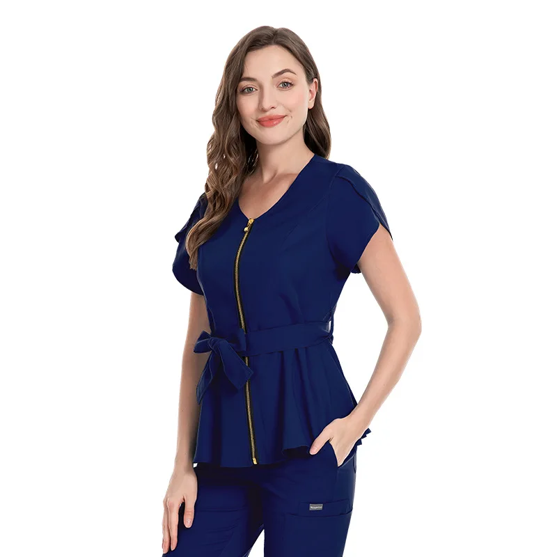Casual Tie Waisted Surgical Gowns Women's Sets Hospital Short Sleeve Ladies Fashion Brush Hand Gowns Stretch Handwashing Gowns