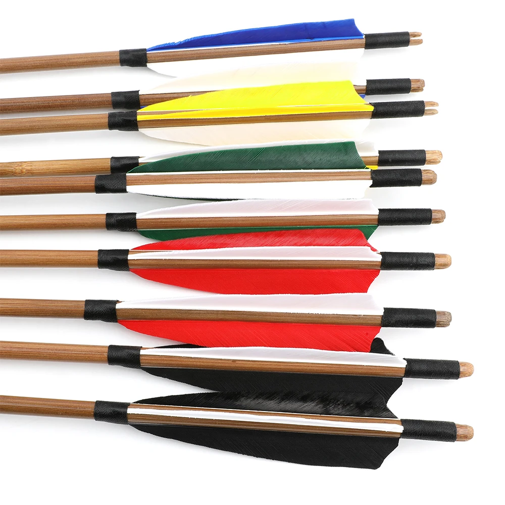 6/12pcs Bamboo Arrow 5 Inch Turkey Feather 83cm Length OD 8mm Shaft for Traditional Recurve Long Bow Archery Hunting Shooting - view 4