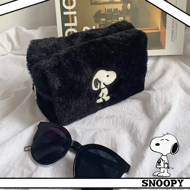 Snoopy Peluche Borsa per cosmetici Borsa per cosmetici da donna di grande capacità Organizzatore per trucchi Borsa per cancelleria Astuccio per