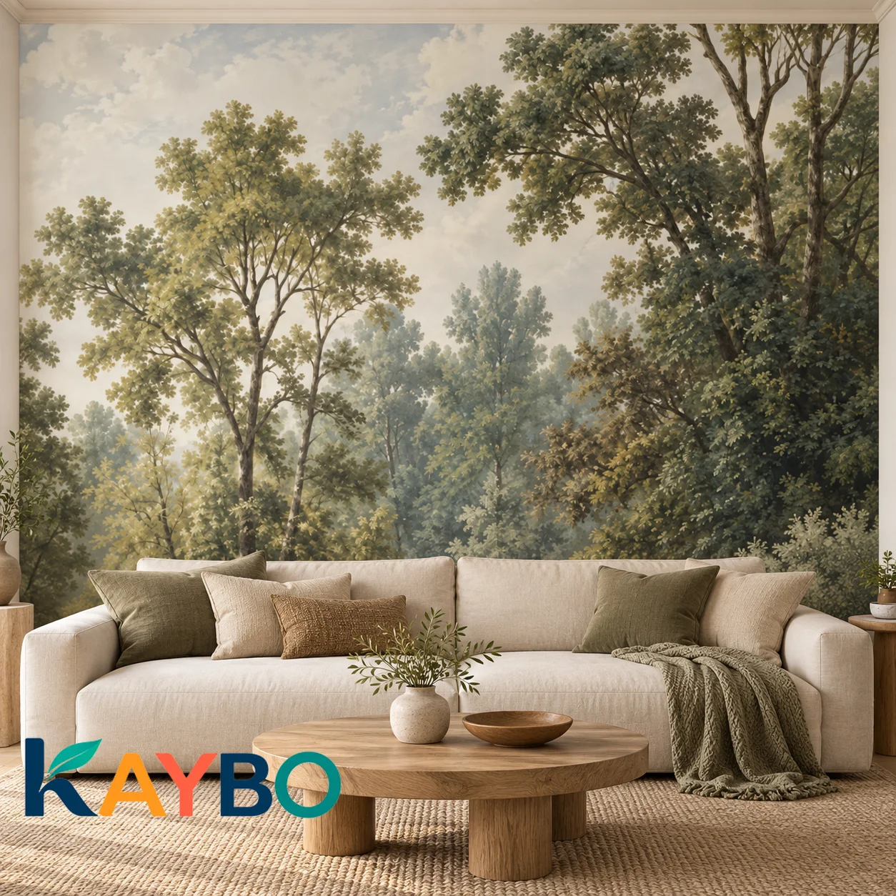 Forest Wall Mural Vintage Woodland Trees Botanical Landscape Wallpaper Non Self Adhesive Living Room Bedroom Nature Wall Artwork