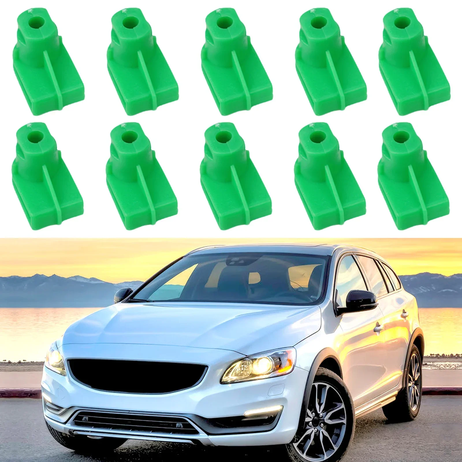 10x Front Bumper Trim Fastener Clips For Volvo V40/ S60/ XC40// XC60/ XC90/ C70/ S90/V90 #30640541 Green Nylon Retaining Nut