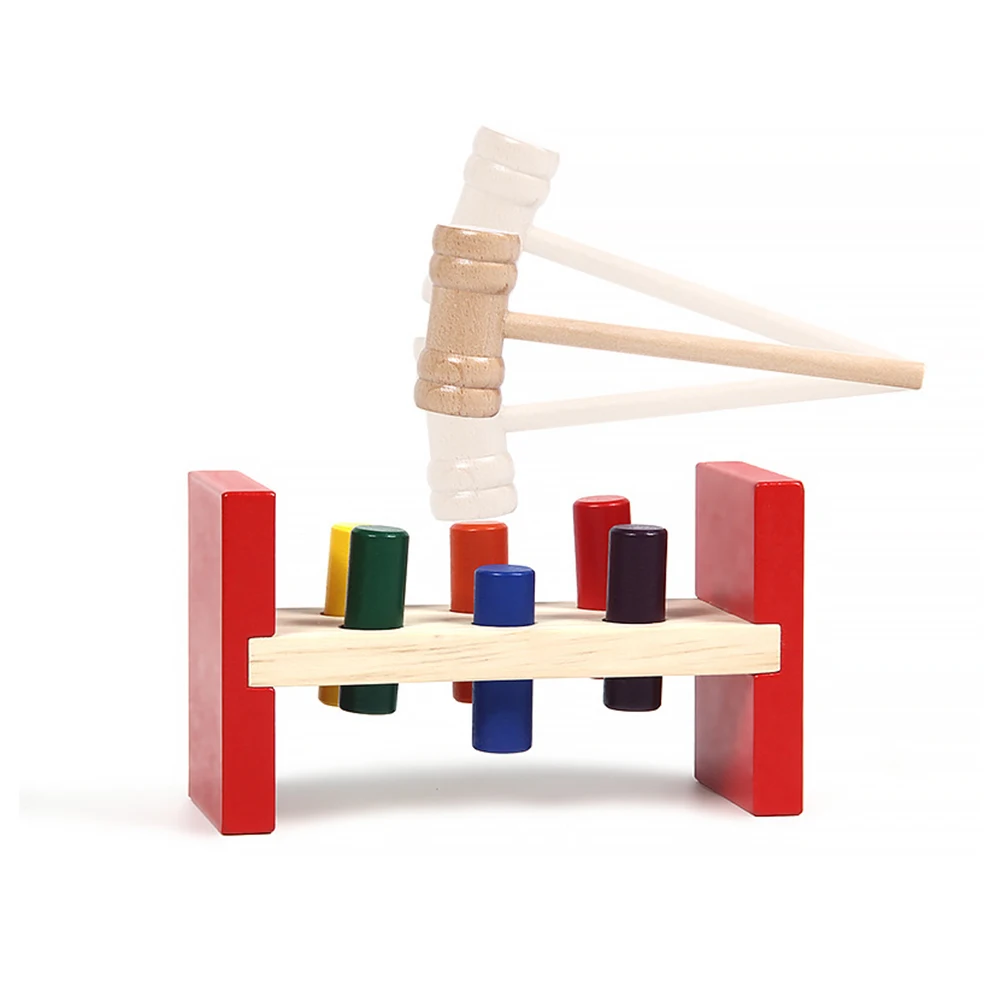 

Wooden Whack Toy Hammering Pounding Plaything Educational Child Early Learning Bright Colors Simple Shape H Eye Coordination