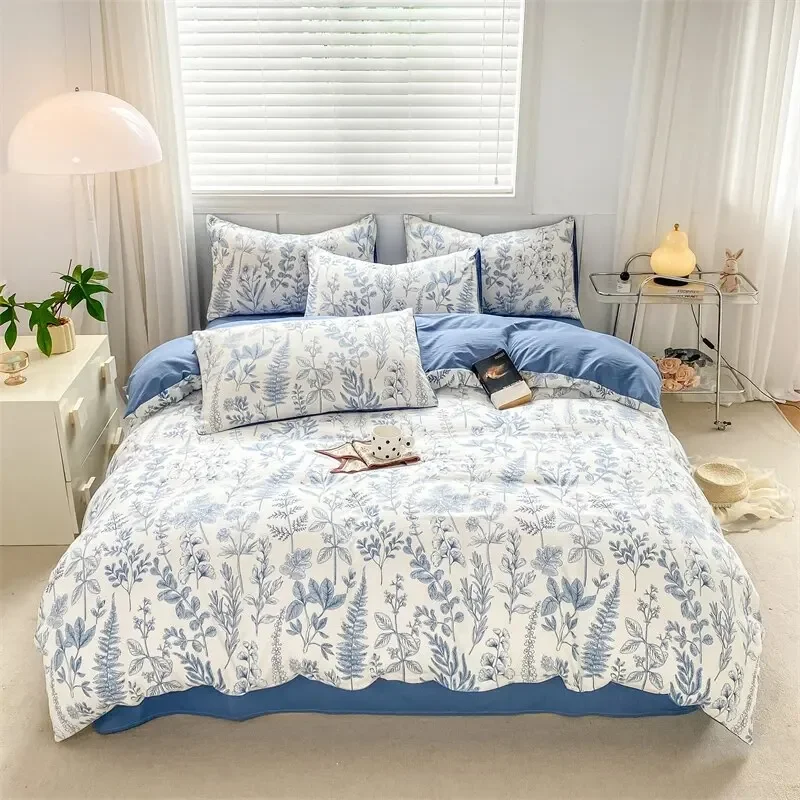 

Ins Style Washed Cotton Double Layer Yarn Thickened Bedding Set of Four Pieces