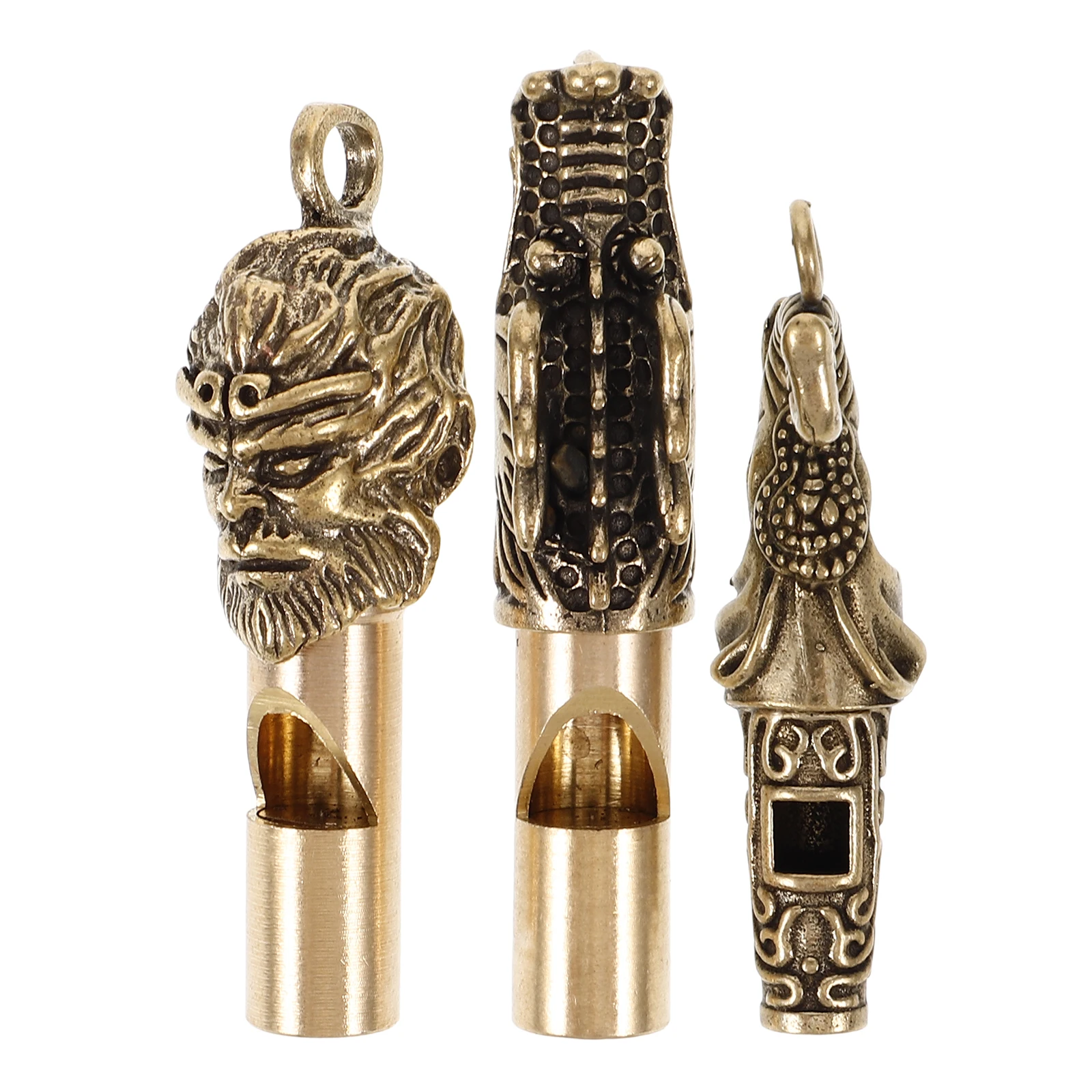 

3pcs Copper Keychain Mini Pendant Outdoor Emergency Portable Survival Whistle Decorative Hiking Whistle For Teachers Families