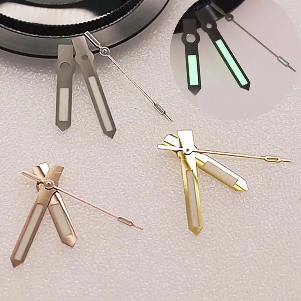 

NH35 Hands Polished C3 Green Luminous Watch Hands for NH35 NH36 Movement, Rose Gold/Gold/Silver Watch Pointers Needles Parts