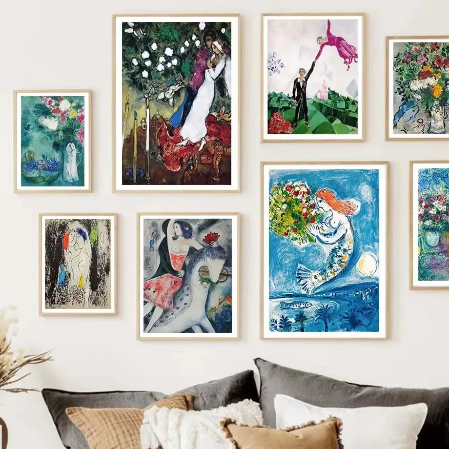 Scandinavian Minimalist Wall Art Marc Chagall Surrealism Abstract HD Canvas Poster Print Home Bedroom Living Room Decoration