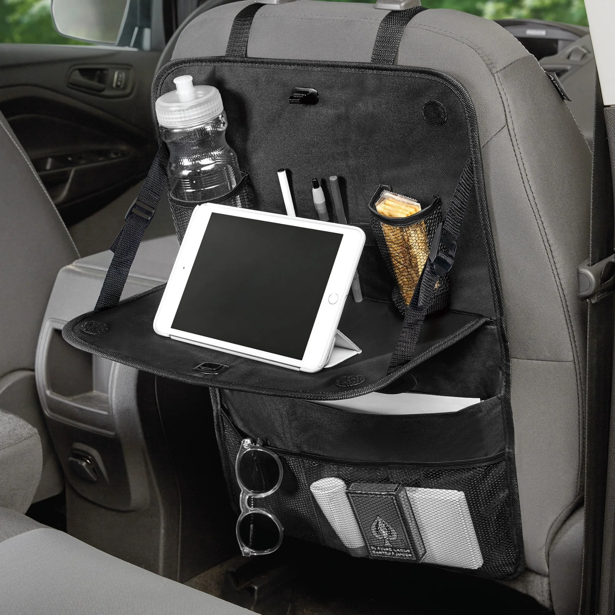 Auto Drive Black Multi-Pocket Backseat Organizer Fits On All Type Vehicles 1 Pack, 23.43