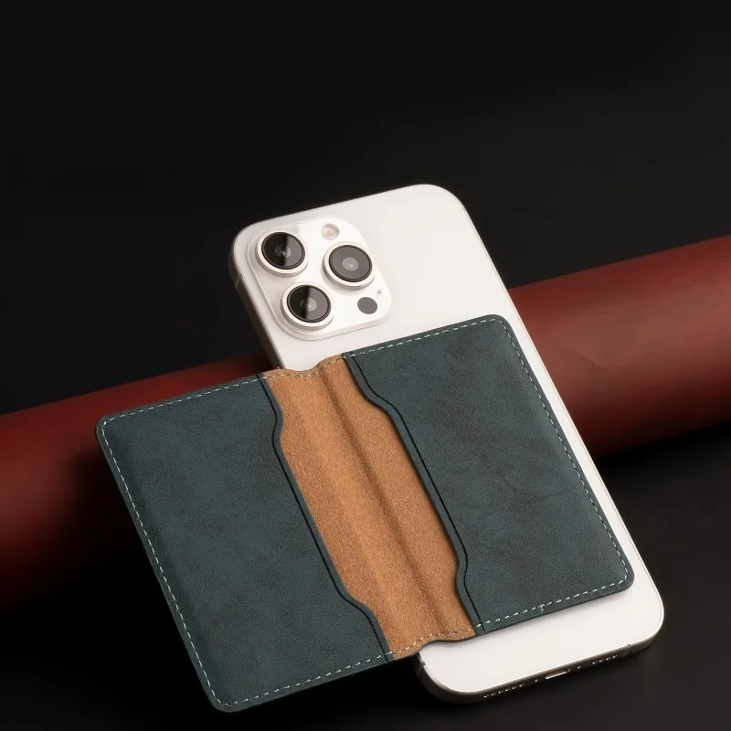 محفظة بطاقات الائتمان - حافظة هاتف مغناطيسية مع 3 فتحات للبطاقات، جلد صناعي، مغناطيس قوي لتخزين بطاقات الهوية والائتمان، هدية للرجال #6