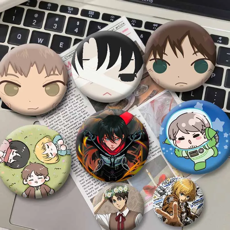 Anime Attack on T-Titan Soft Button Pins Cartoon Character Cosplay Brooch Handmade Round Snap-in Badge Backpack Clothes Jewelry