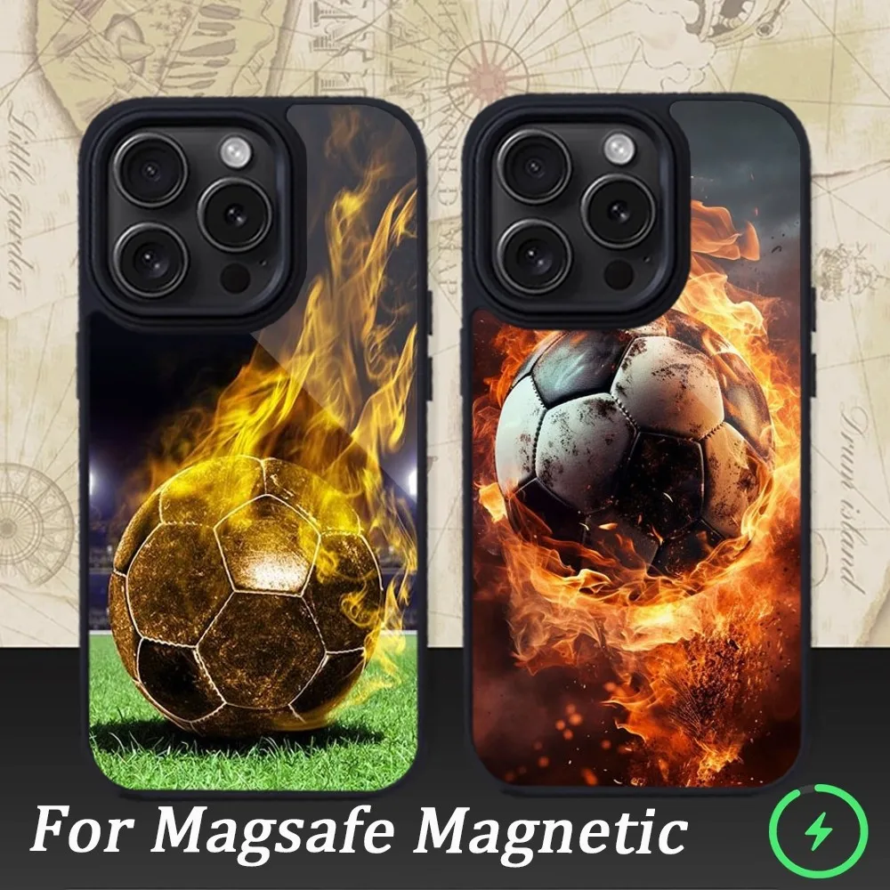 

Чехол для телефона с футбольным мячом для iPhone 15 14 13 12 11 Pro Max Plus, магнитные Чехлы для Macsafe