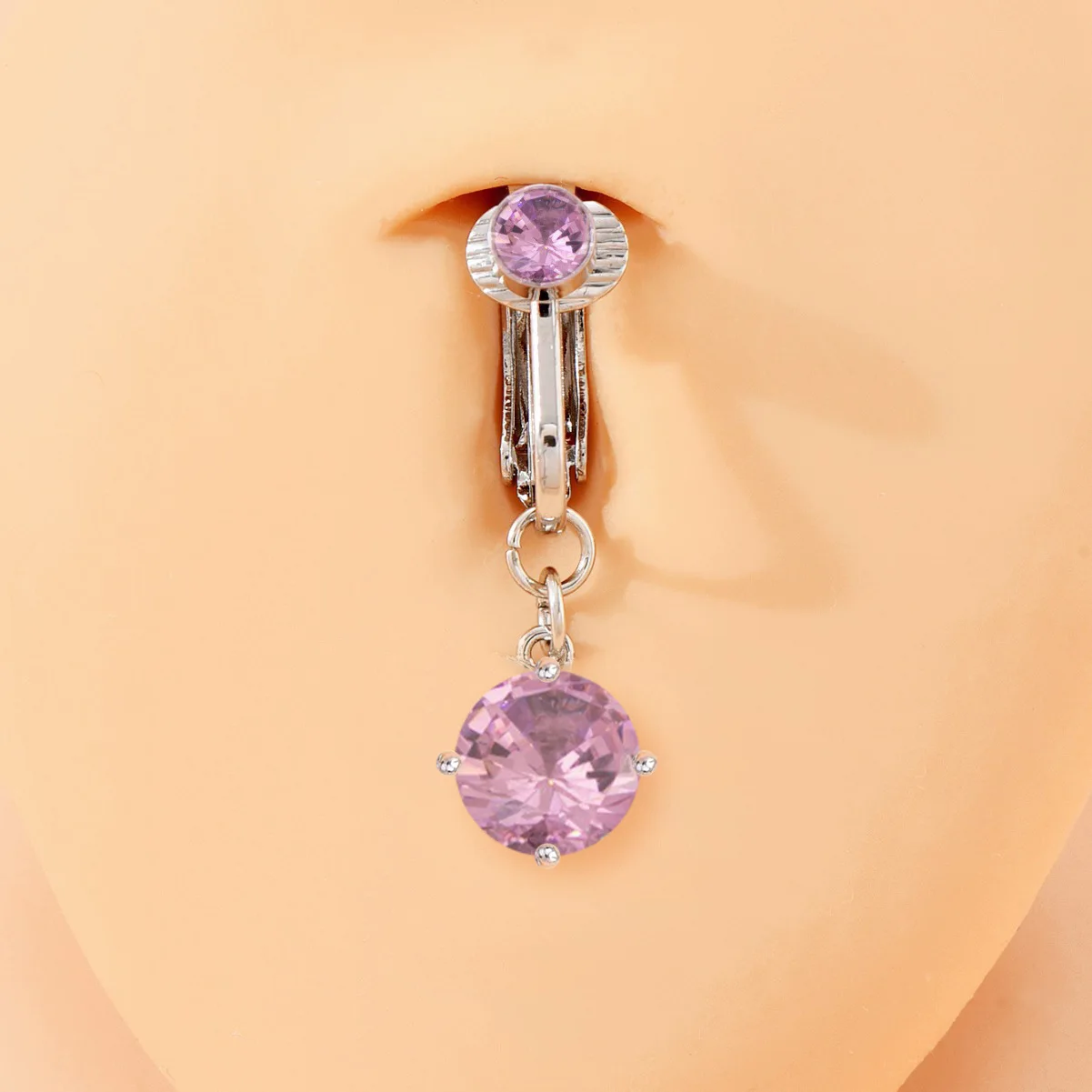 Faux Fake Belly Piercing Butterfly Heart Dangling Long Fake Belly Button Pircing Clip On Umbilical Navel Cartilage Earring Clip