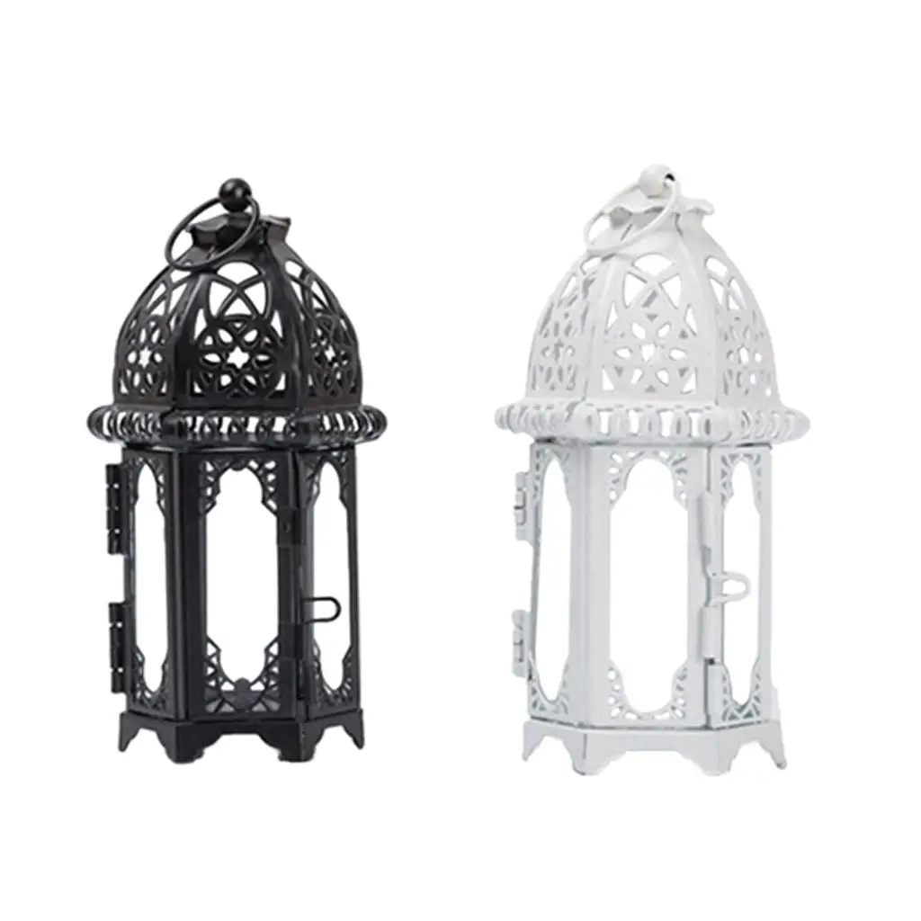 Votive Candle Lampshade Wrought Iron Windproof Lantern Retro Tabletop Chandelier Candlestick for Wedding and Festive Decor