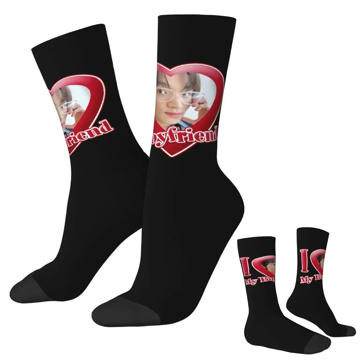 

Носки NCT Haechan I Love My Boyfriend, чулки высокого качества в стиле Харадзюку, всесезонные длинные носки для мужчин и женщин, рождественские подарки