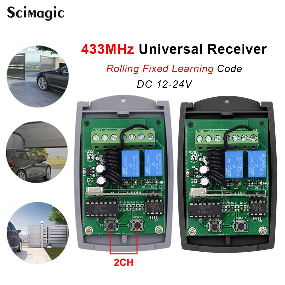 

Garage Door Reciever Universal 433MHz Fixed Rolling Code Gate Opener Switch Controller