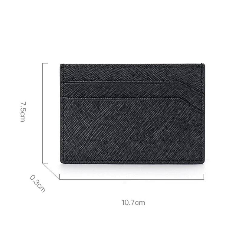 Men Slim Credit Card Holder Genuine Leather Cross Pattern Card Wallet Thin Money Holder Mini Small ID Card Case Male Small Purse