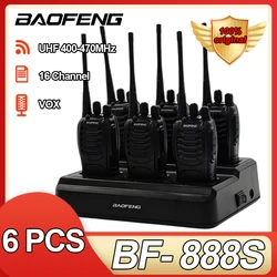 Baofeng BF-888S 워키토키 VOX UHF 400-470MHz 16CH 휴대용 아마추어 양방향 라디오, 888S 6 방향 충전기 포함, 6 개