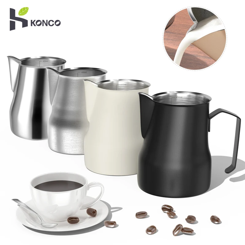 Milk Frothing Pitcher Jug 350/500ML Stainless Steel Coffee Milk Frothing Jug for Espresso Latte Art Barista Steam Milk Jug