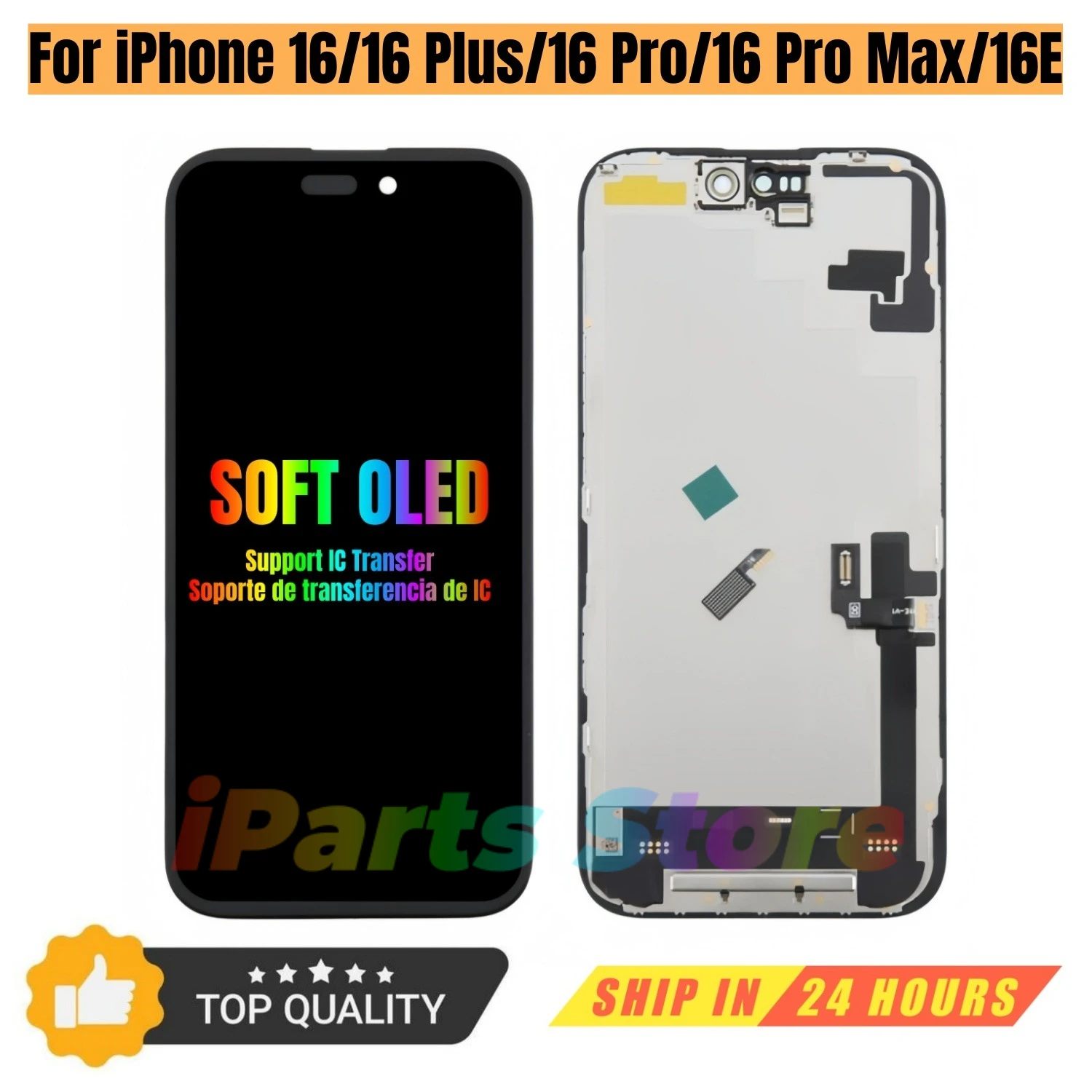 display-di-ricambio-iparts-per-iphone-16-pro-max-plus-16e-schermo-touch-lcd-retina-dd-oled-morbido-con-supporto-per-trasferimento-ic