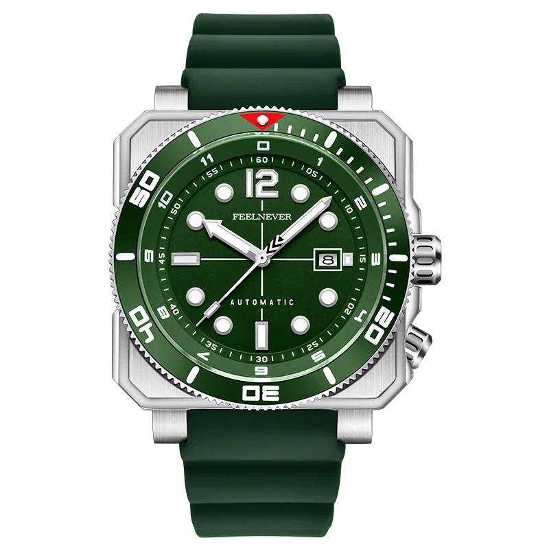 FeelNever 2026 Automatik-Taucheruhr für Herren, Superleuchtend, 316 Stahl-Armbanduhr, Saphirglas, Sportliche Mechanische Herrenuhr