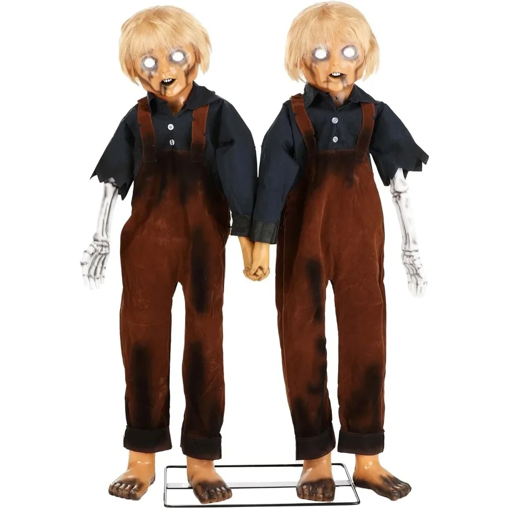 Fun Costumes Creepy Twin Boys Animatronic Halloween Prop | Scary Animatronics Standard