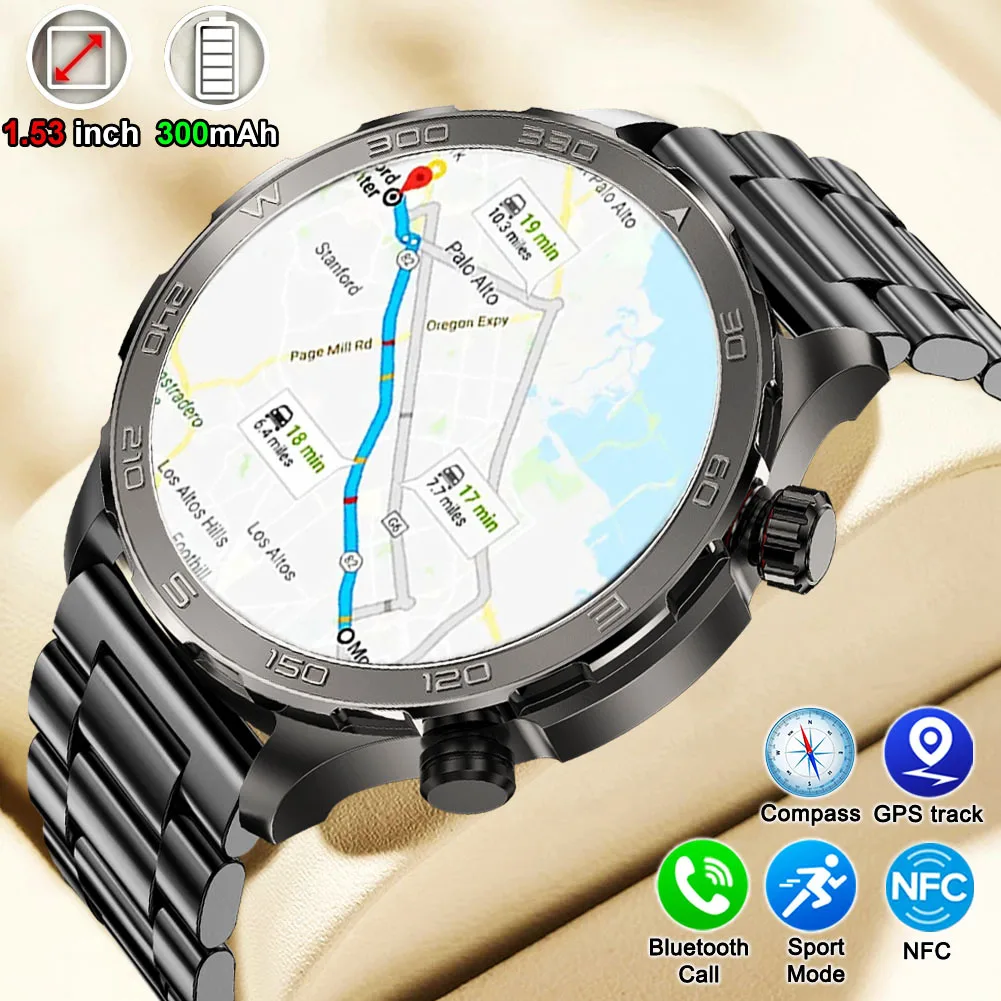 Rugged Military GPS Smart Watch Men AMOLED HD Screen Bluetooth Call Waterproof Outdoor Compass NFC Smartwatch For HUAWEI XIAOMI