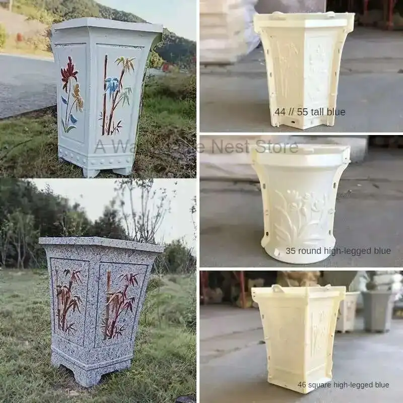

High-foot Cement Flower Pot Mold Concrete Bonsai Concrete Plastic Model Plastic Steel Abrasive Gardening Buildings Decoration
