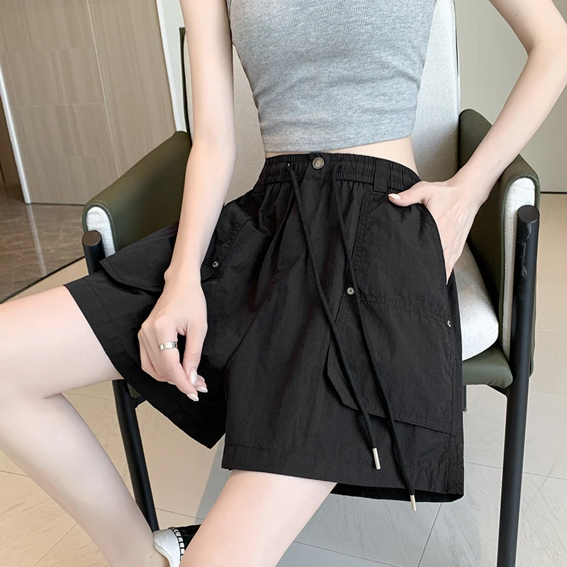 Work Pants Women 2024 Summer New American Vintage Loose Thin Casual Pants Design Sense Loose Versatile Shorts Female