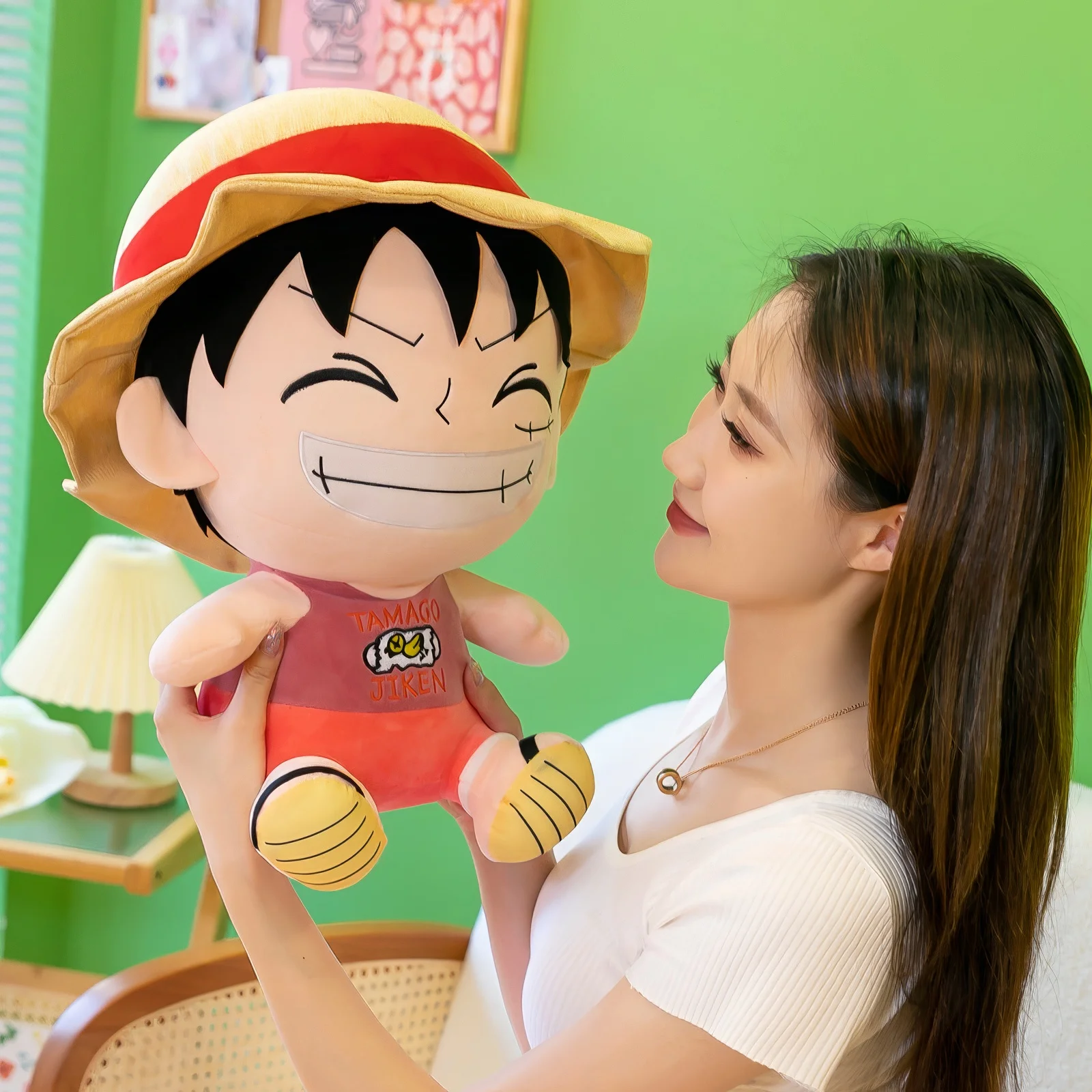 70cm Anime One Piece Monkey D Luffy Plush Toy Cartoon Cute Straw Hat Luffy Soft Stuffed Rag Doll Pillow Boys Girls Birthday Gift