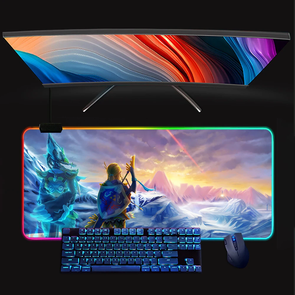 

Games Zeldas Of Legends RGB Pc Gamer Keyboard Mouse Pad Mousepad LED Glowing Mouse Mats Rubber Gaming Computer Mausepad