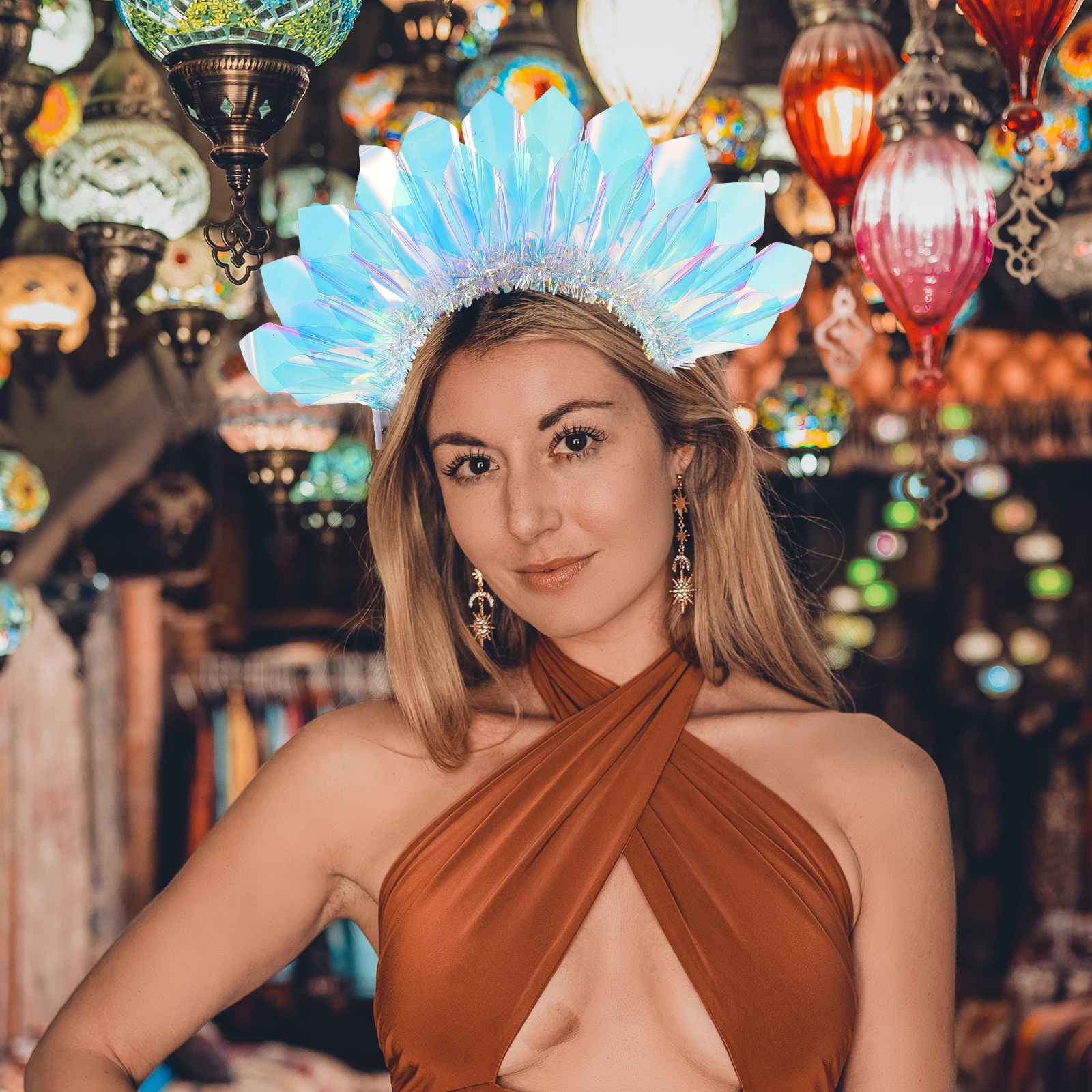 

Color Film Headband Women Girls Glitter Light Hair Accessories Unique Photo Prop Non-Fading Durable Stylish Hair Gear Decorative