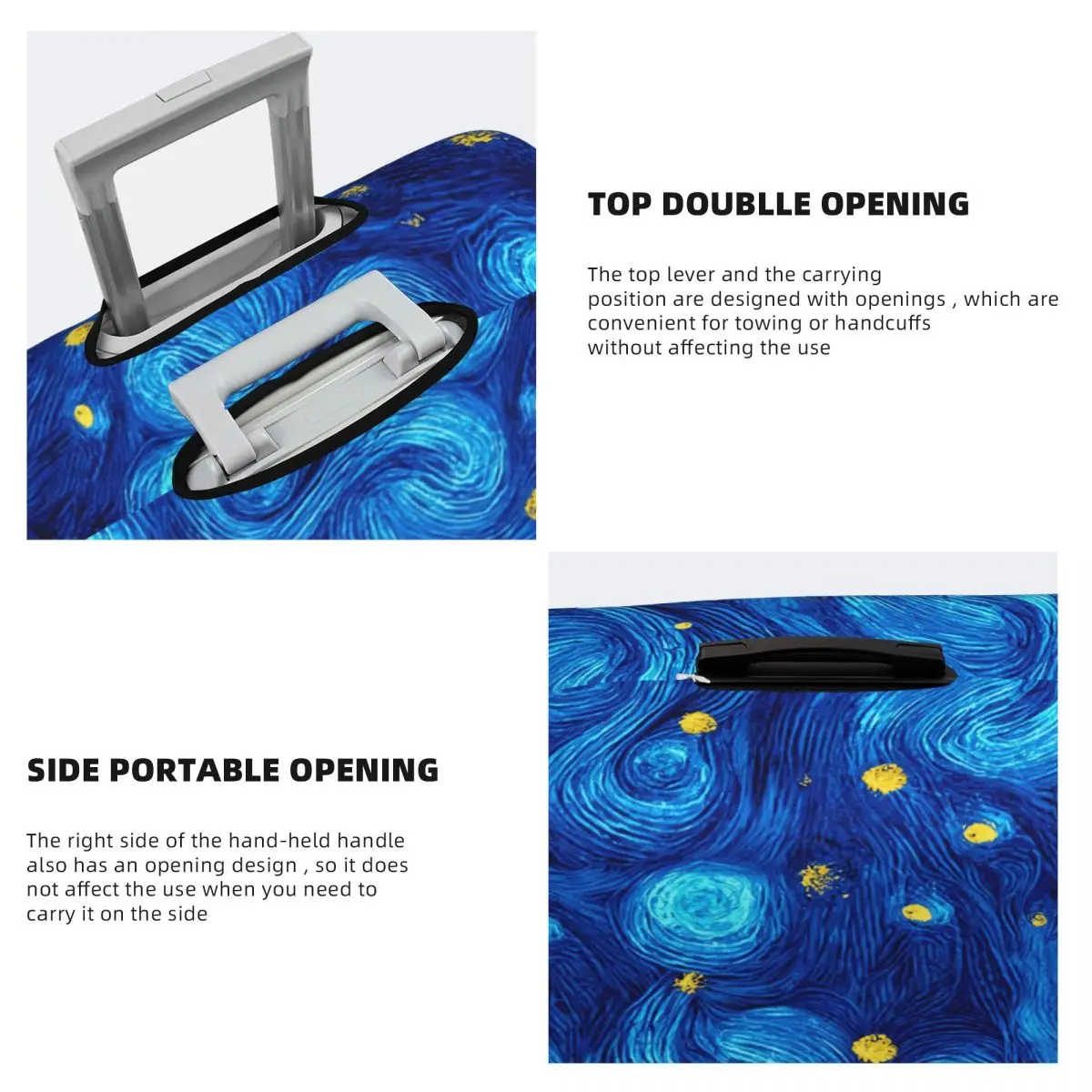 غطاء أمتعة السفر Van Gogh The Starry Night قابل للغسل، غطاء حماية مناسب مقاس 18-32 بوصة #4