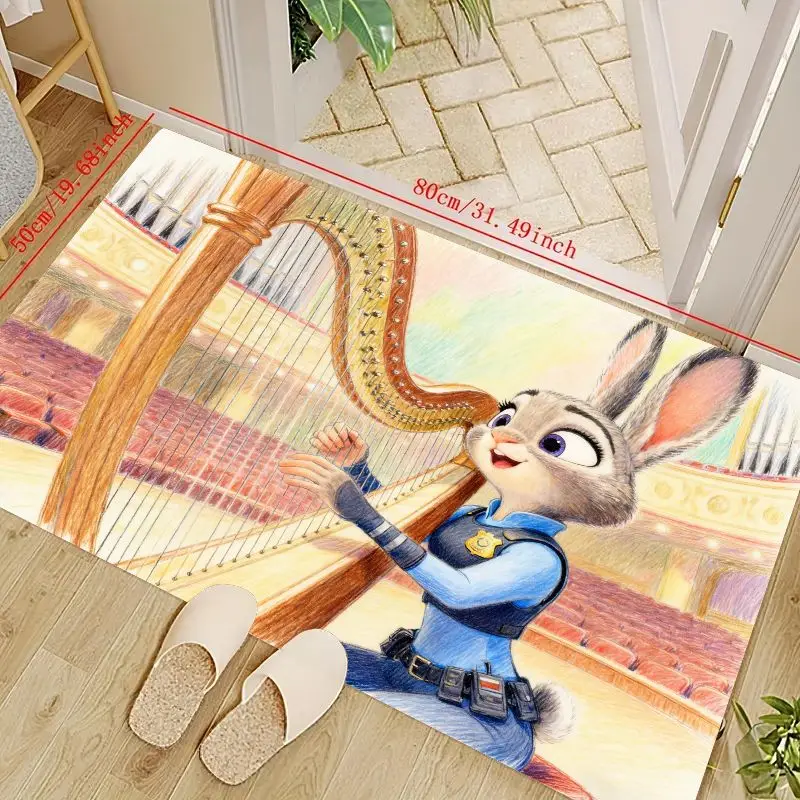 

1PC Disney Zootopia Judy Hopps Harp Concert Floor Mat, Cute Anime Cartoon Area Rug 80x50cm (31.49x19.68inch), Soft Non-Slip Wash
