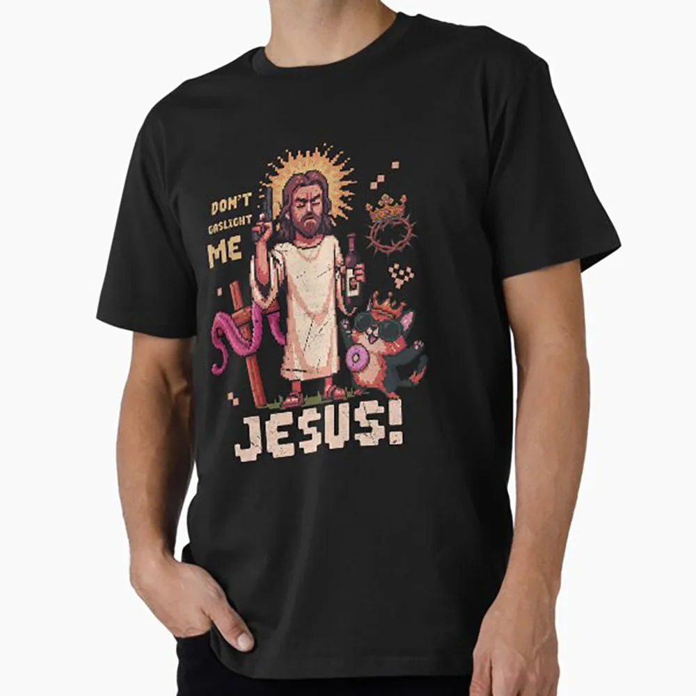 Don't gaslight me Jesus! Dungeon Crawler Carl Anime Gift T-Shirt Cartoon Graphic Tee Y2K clothes short sleeve tee All size tops