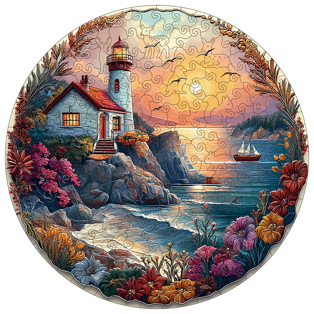 

Деревянный пазл «Закат на берегу моря» для взрослых, уникальные детали в форме животных, игрушки для снятия стресса, развивающая игра для всей семьи