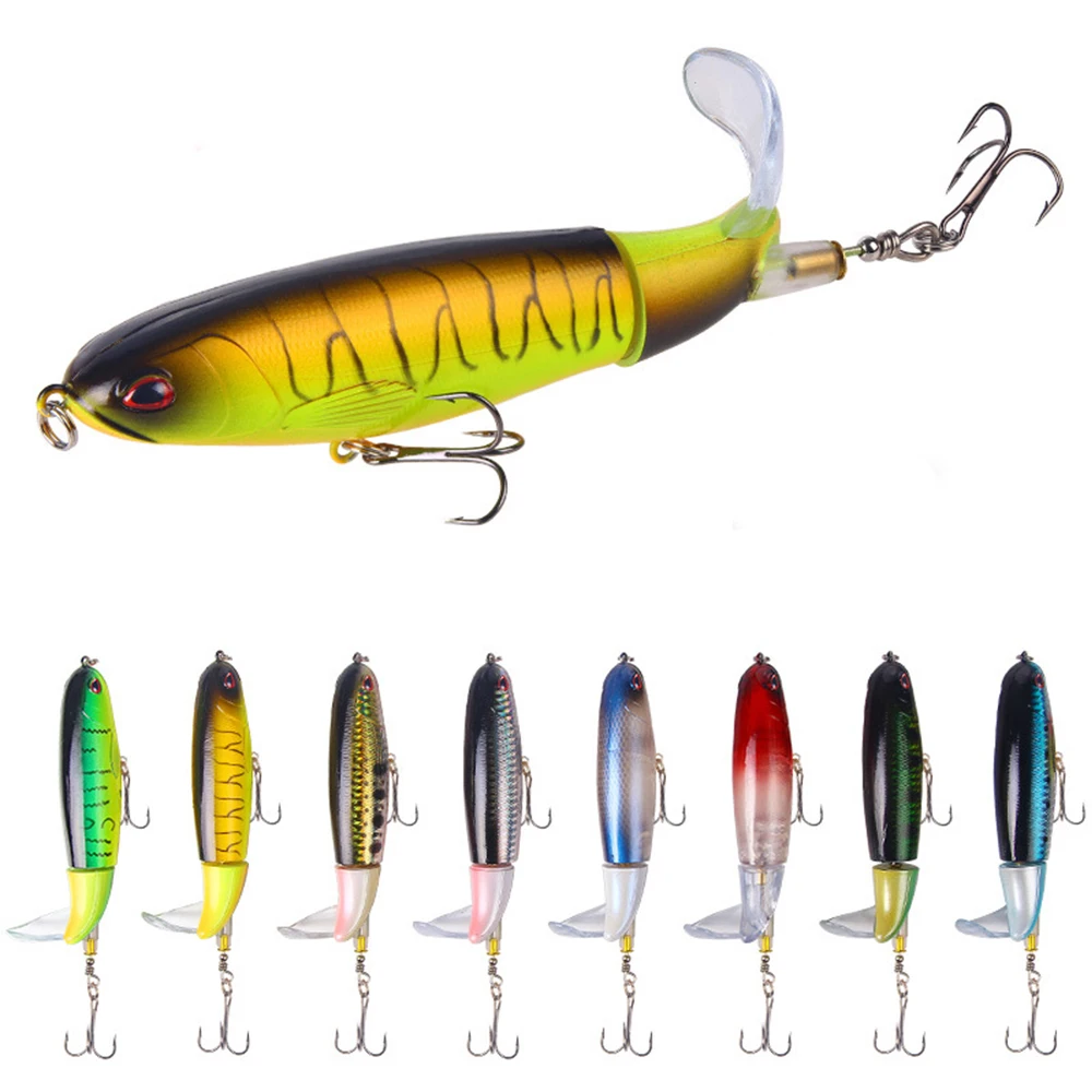 

10cm 13g Topwater Fishing Lures Whopper Popper Artificial Baits Hard Plopper Soft Rotating Tail Fishing Tackle Fishing Bait