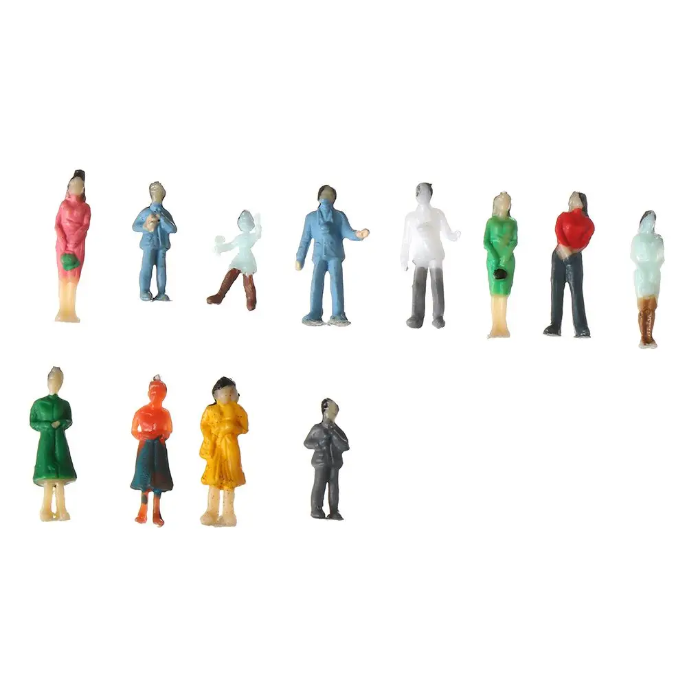 100pcs 1:200/1:100/1:150/1:75/1:50 Scale Model Building People Figures Mixed Color Colorful Passengers Train Scenery