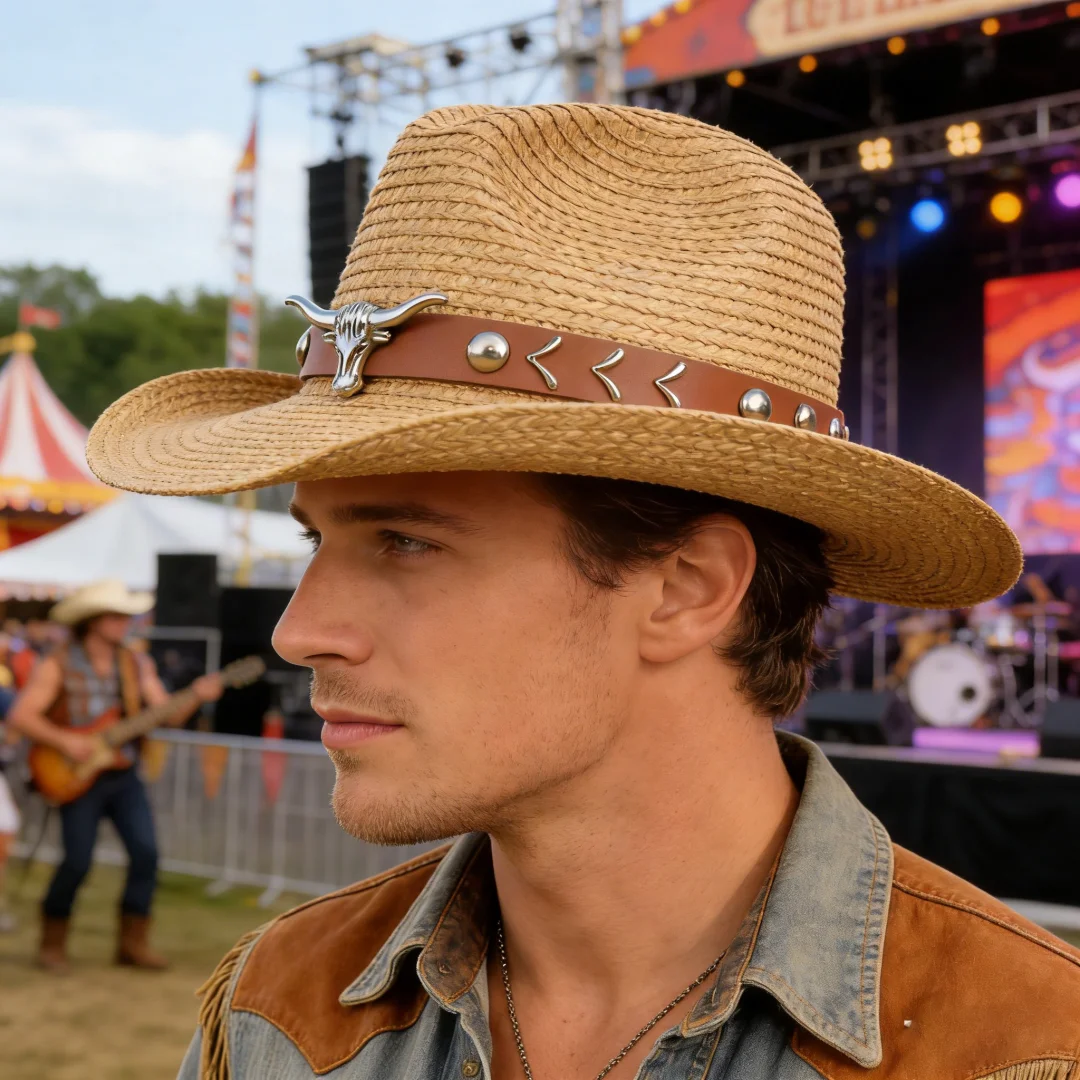 Cowboy Hat Straw - Cappello da Cowboy Vintage in Paglia