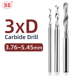 BB 3.76-5.45mm Solid Carbide Drill Uncoated PRO Bit Aluminum Hole Drilling 3xD Cutting External Cooling CNC Tool BF2055
