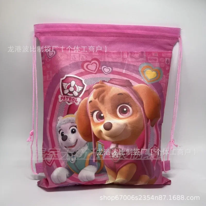 

Paw Patrol Drawstring Pocket Cartoon Kawaii Chase Skye Backpack Drawstring Storage Waterproof Folding Shopping Bag Birthday Gift