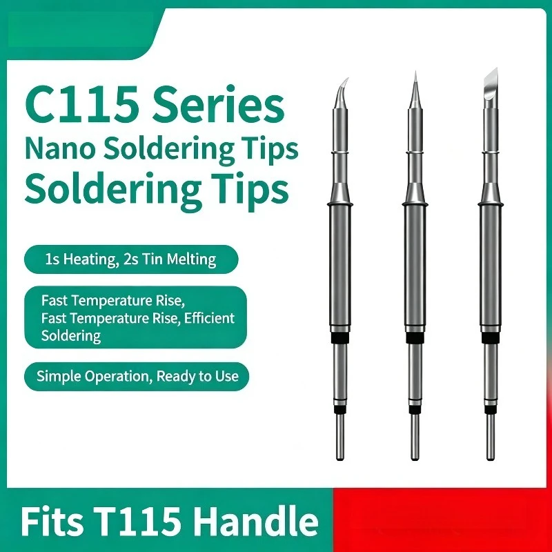 3PCS C115 series nano-welding head universal JBC welding table T115 handle pointed elbow cutter head