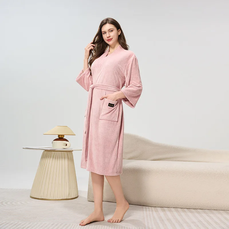 Vestidos De Novia Warm Autumn Winter Sleepwear Women Velvet Soft Shower Robe Loose Casual Nightwear Bathrobe Female Kimono