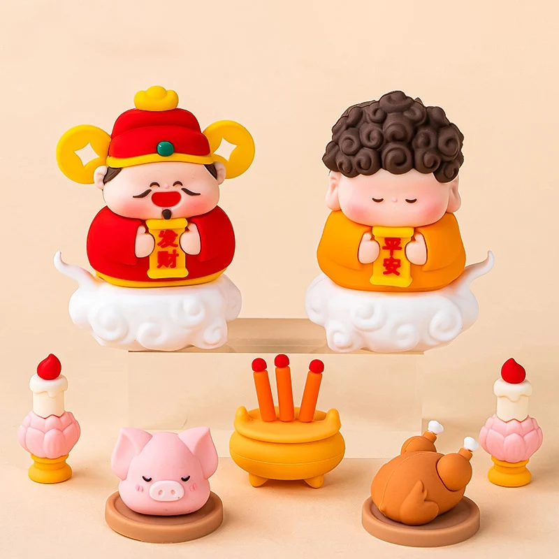 

New Cute Cartoon Desktop Ornaments God Of Fortune Rulai Blessing Fortune Peace Tribute Toy Model Desktop Decorations