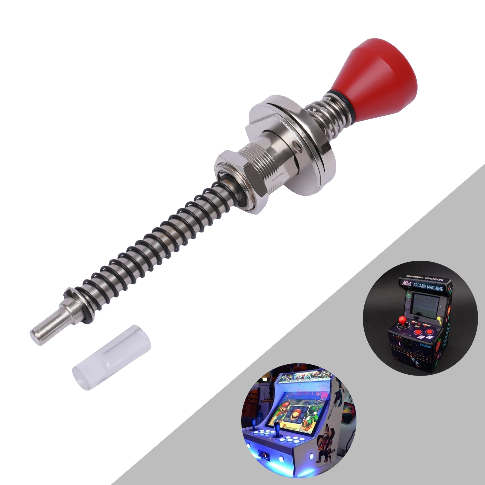 

Loaded Spring Rod for Pinball Machine - 186mm Length, Plastic+Steel, Ergonomic Red Handle, Smooth Operation, Easy Install &Clean