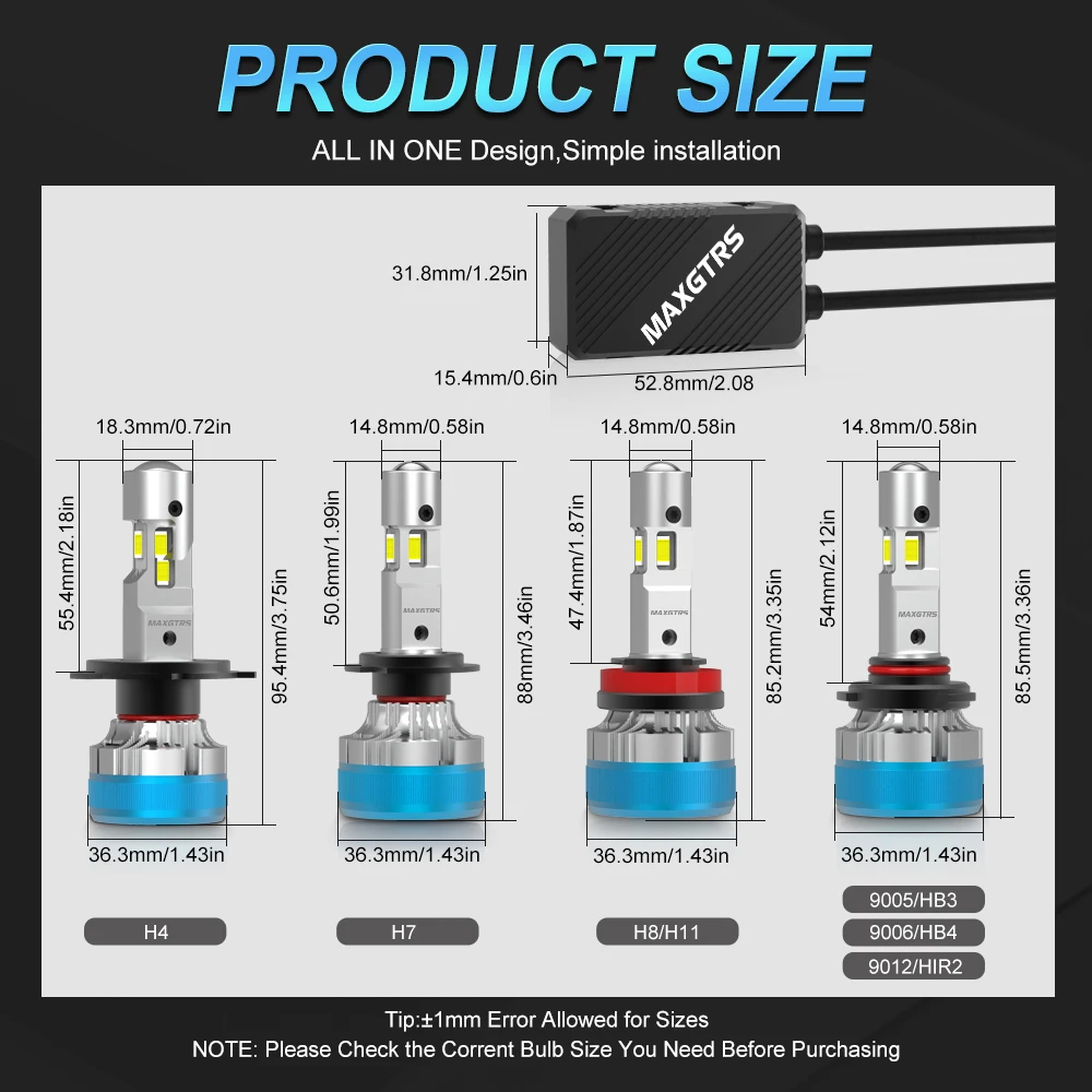 2x Three Sides Shine H7 H4 H11 Led Lamp Lens Tube Lights H8 HB3 9005 HB4 9006 9012 12V Canbus For Car Led Headlight Bulb view 4