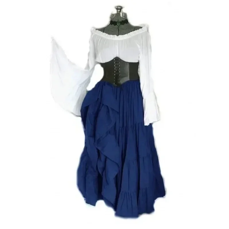 Robe de cosplay Renaissance pour Halloween, robe longue rétro de cour pour femmes, corset médiéval Viking G0FF040Z, manches évasées ZanCos